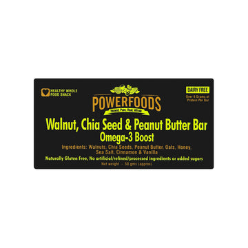 Walnut, Chia Seed & Peanut Butter Bar Omega-3 Boost (50 Grams Approx)